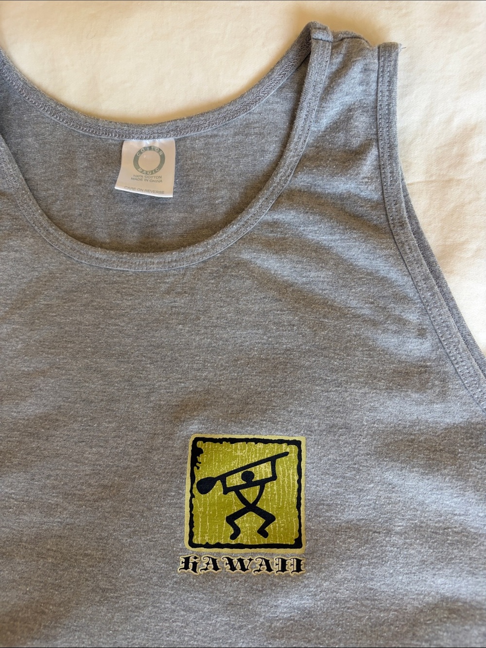 Gray Hawaii Tank Top with Lime Graphic